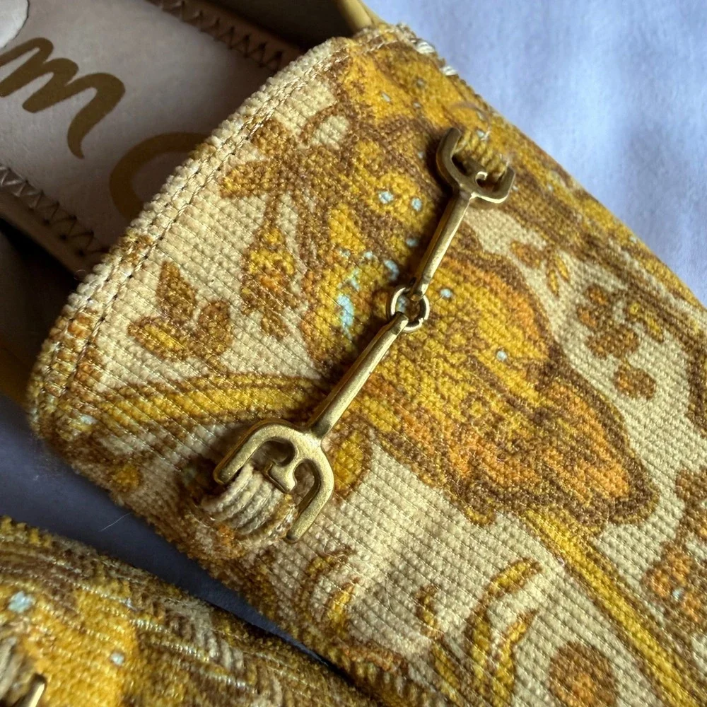 Sam‎ Edelman Loraine Kids Loafers Yellow Floral Horsebit Bit 3M Dressy Girlhood